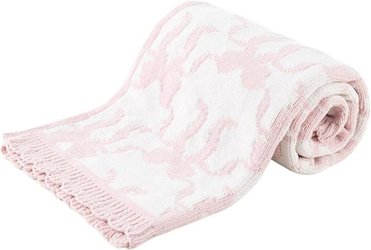 Berkshire Baby Blanket,Ultra-Plush Reversible Chenille Knit Toddler Blanket,Cute Pattern Nursery Crib Blanket,Ideal Baby Gift(30x40 Inches,Ribbon Bow White Pink)