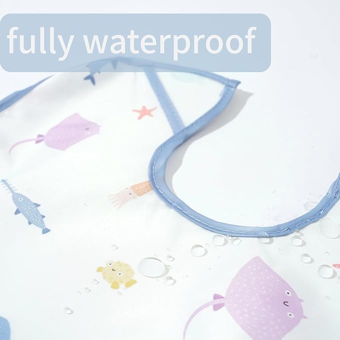 3-Pack Waterproof Baby Bibs for Eating - Lightweight Feeding Bibs, Mess Proof, Baby Essential Must Have for Eating