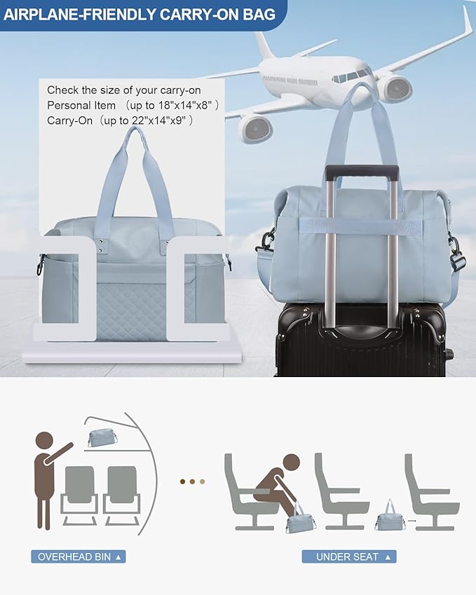 Travel Duffle Bag, Waterproof Weekender Overnight Hospital Bags for Women Men with Toiletry Bag Lightweight Carry on Personal Item Duffle Gym Bag for Travel, Airplanes, Sports