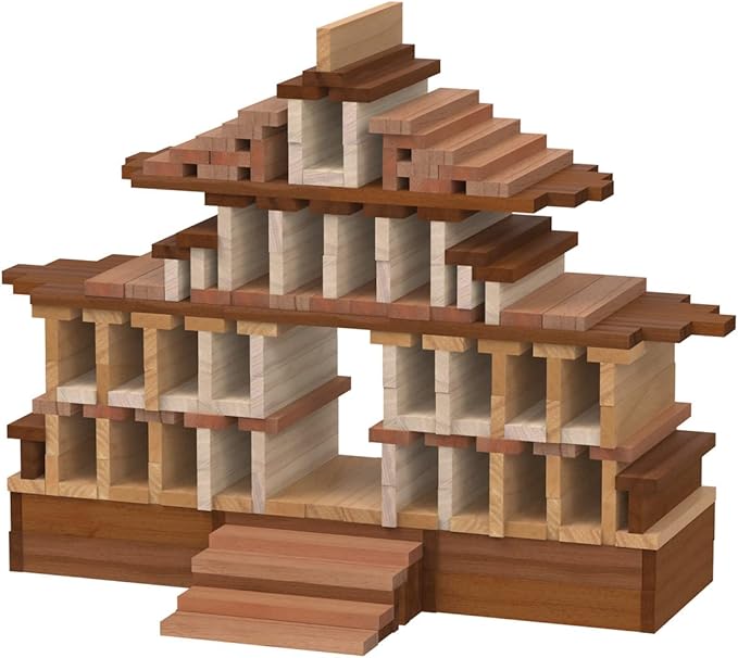 MindWare KEVA Design Woods — Free-Form 3D Builder Kit for Kids, Teens & Adults — Create Your own Architecture Designs with Simple Wood Building Blocks