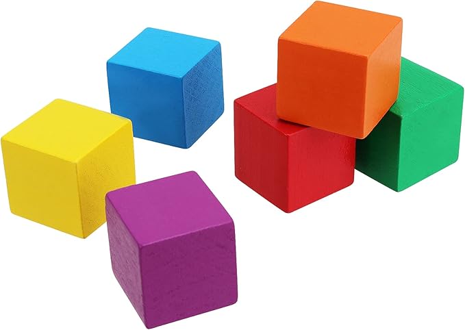 150 PCS 1 Inch Colored Wood Cubes, Premium Colorful Wooden Cube with 6 Assorted Colors, Square Wooden Blocks for Craft DIY Projects