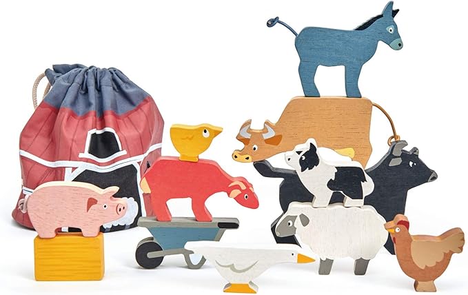Tender Leaf Toys - Stacking Farmyard Set for Kids - Animal Set for Encouraging Logical Thinking, Inspire Imaginative and Pretend Play