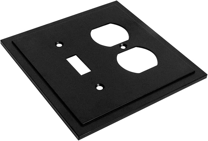 Modern Edge Decorative Wall Plate Switch Plate Outlet Cover, Durable Solid Zinc Alloy (Toggle/Duplex, Matte Black)