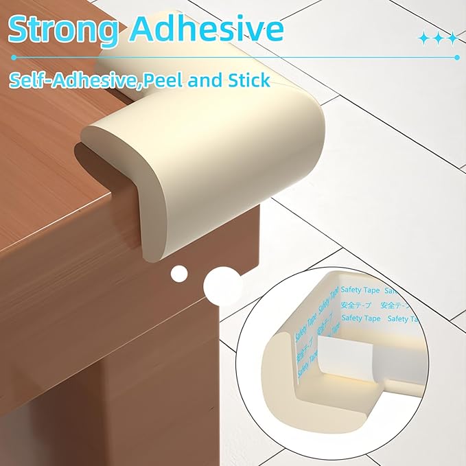 Baby Proofing Edge Corner Protector,L-Shape Cabinet Door Bumper,10 Furniture Safety Soft Corner Guards,Table Corner Protectors,Wall Protector,Self Adhesive,for Nursery,Kitchen,Fireplace,Table