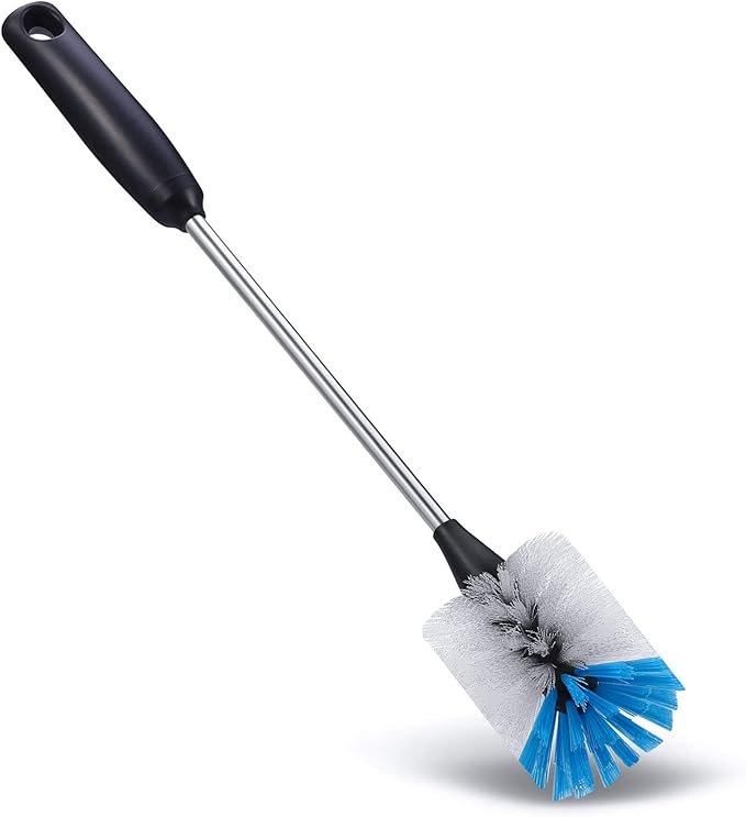 Stainless Steel Bottle Brush with Replaceable Head, 2 Pack Long Handle Scrubbing Brush for Water Bottles, Glasswares, Mugs, Flasks, Tumblers, Vases, and Kitchen Sink, 15 in