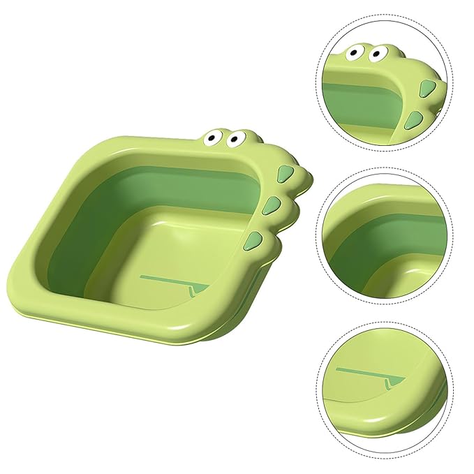 BESPORTBLE Baby Wash Basin Foldable Cartoon Design Portable Infant Washbasin Lightweight Plastic Basin for Newborn Bathing Travel and Laundry 12.5X10X4 Inches