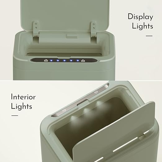 ELPHECO Stainless Steel Office Trash Can Motion Sensor Garbage Can Touchless Smart Trash Can Automatic Waste Bin for Kitchen, Office, Bathroom (Avocado Green, 6.6 Gallons), 2AA