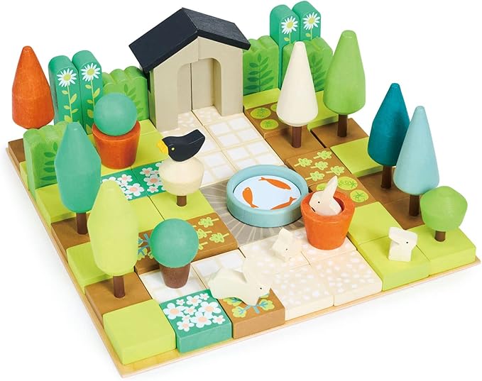 Tender Leaf Toys - Little Garden Designer - Wood Garden Building Play Set - Inspires Creativity, Encourages Role-Play and Story Invention, Educational Activity for Boys and Girls - Age 3+