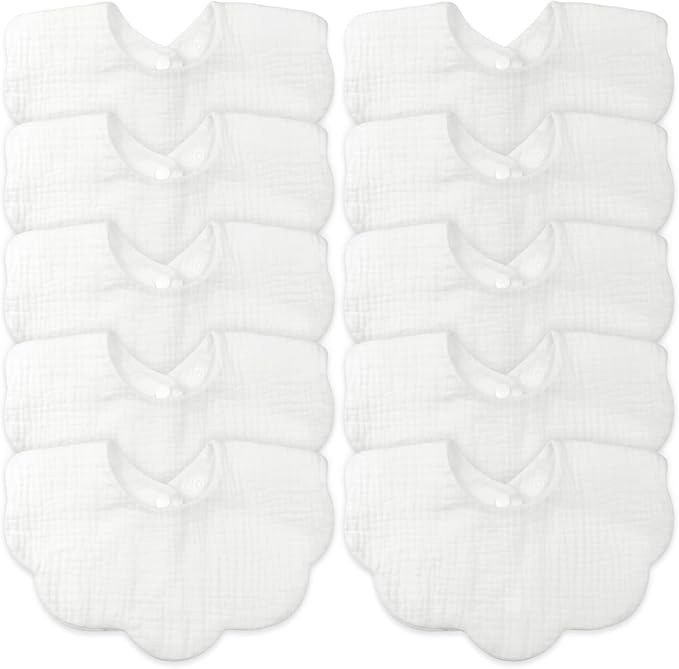 EllieHouse Baby Bibs for Girls Boys 10Pack Muslin Drool Teeth Drooling Teething Bibs Muslin Cotton for Infant Toddler