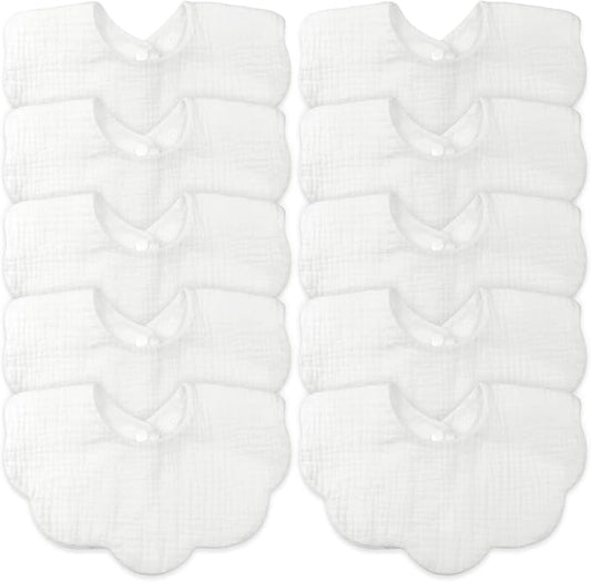 EllieHouse Baby Bibs for Girls Boys 10Pack Muslin Drool Teeth Drooling Teething Bibs Muslin Cotton for Infant Toddler