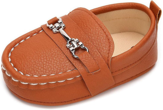 LONSOEN Baby Girls Boys Loafers Prewalker Dress Crib Shoes