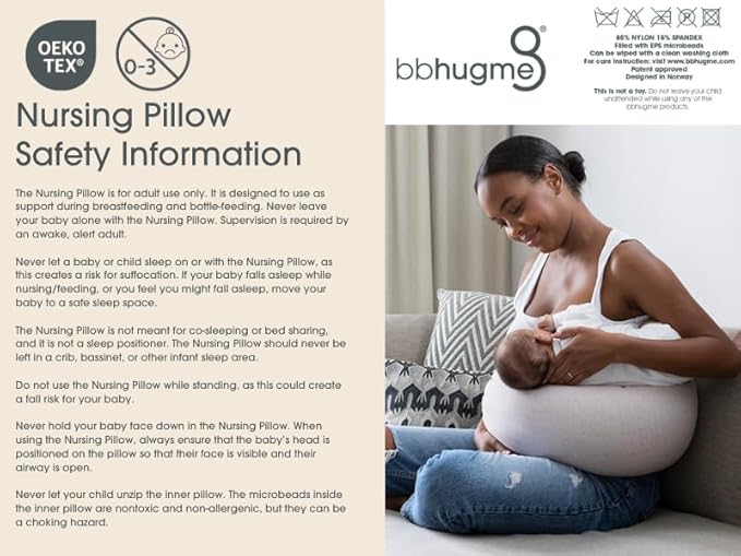 bbhugme Adjustable Nursing Pillow - Breastfeeding, Bottle Feeding, Baby Support - Adjustable Firmness and Fit - Washable Pillow Cover - Pink Melange…