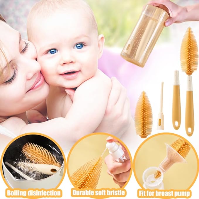 Baby Bottle Brush -YIMIKE Travel Baby Bottle Brush Cleaner Set with Silicone Nipple & Bottle Brush,Straw Brush,Soap Dispenser and Rack - Water Bottles Cleaning Too
