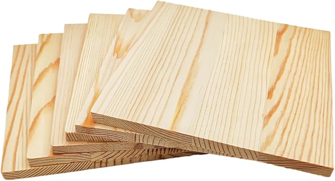 6PCS Unfinished Wood Square Blocks for Crafts, 6x6x0.3in Blank Wooden Squares Pine Wood Boards for Carving,DIY Wood Coasters,Painting & Burning
