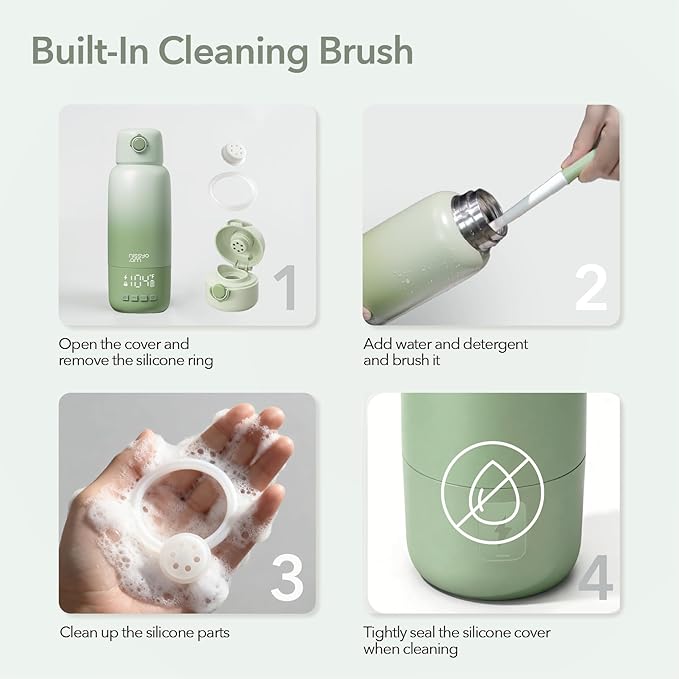 Portable Bottle Warmer for Travel, 17OZ Baby Bottle Warmer On The Go with 100W Fast Heating, Super Fast Charging (Full in 1.5H), Accurate Temp Control, Travel Portable Milk Warmer for BabyMilk