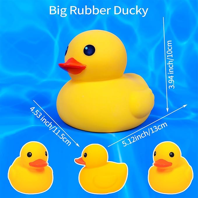 5 Inch 5 Pcs Kalafona Rubber Bathtub Duck/Duckie Waterproof No 'Bebe' No Hole Funny Bath Swimming Pool Toy Without Hole for Kids Birthday Party Favor Home Decor