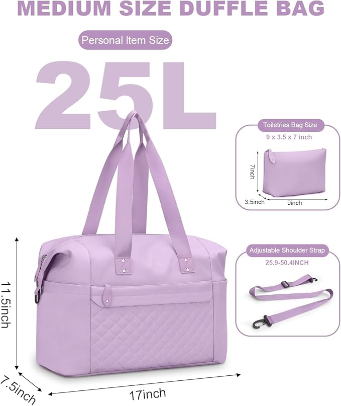 Travel Duffle Bag, Waterproof Weekender Overnight Hospital Bags for Women Men with Toiletry Bag Lightweight Carry on Personal Item Duffle Gym Bag for Travel, Airplanes, Sports