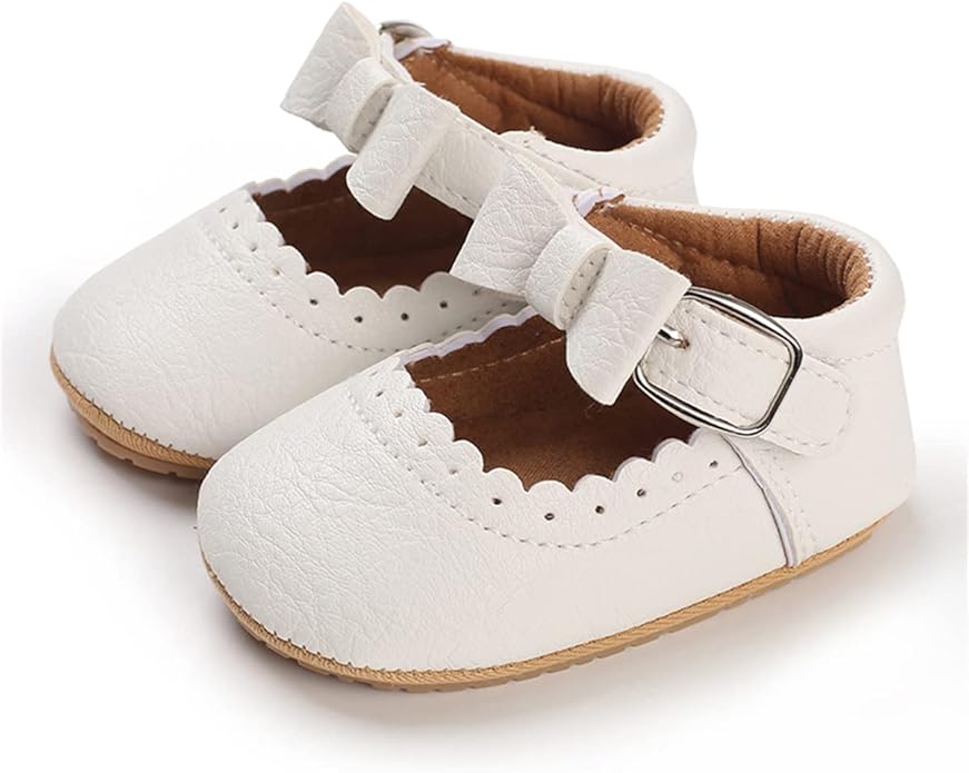 COSANKIM Baby Girls Mary Jane Flats Shoes Anti-Slip Rubber Sole Infant Toddler Princess Wedding Dress Shoes