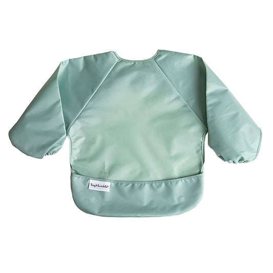 Tiny Twinkle Long Sleeve Bib for Babies & Toddlers – Waterproof Smock Bib for Eating – Machine Washable & Mess-Proof, Baby Feeding Essential & Shower Must-Have(Sage Green, 2-4Y)