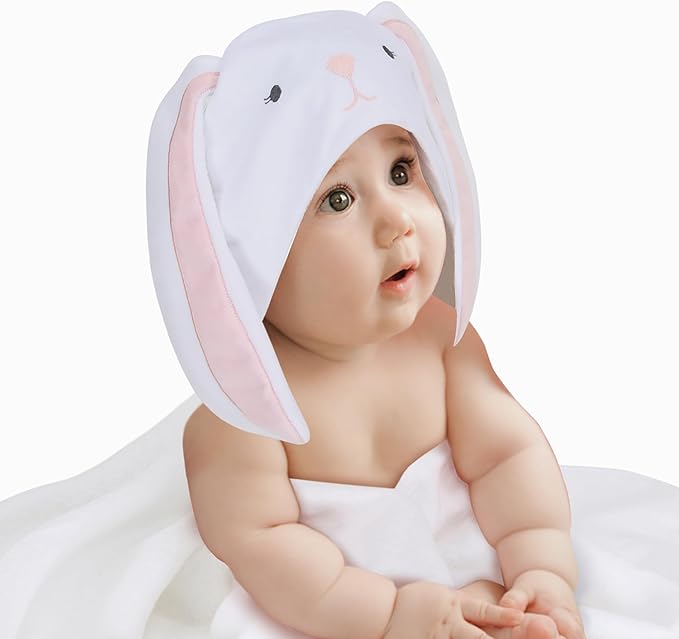 Lambs & Ivy Baby/Infant Luxury Cotton Terry Bunny Hooded Bath Towel