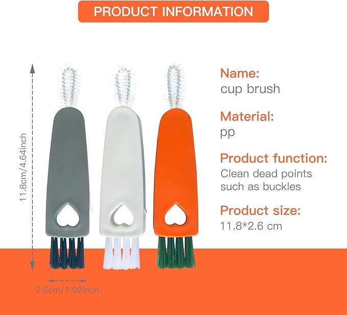 3 in 1 Cup Lid Cleaning Brush - Multifunctional Crevice Cleaner for Bottle Gaps and Tight Spaces