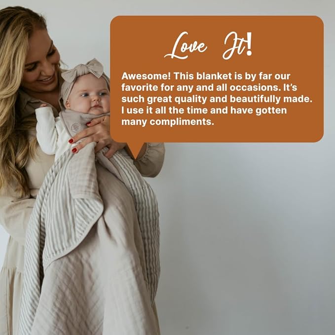 Parker Baby Muslin Blanket | 100% Soft Cotton Toddler Quilt & Baby Muslin Swaddle | Gender Neutral Design 47" x 47" Blanket