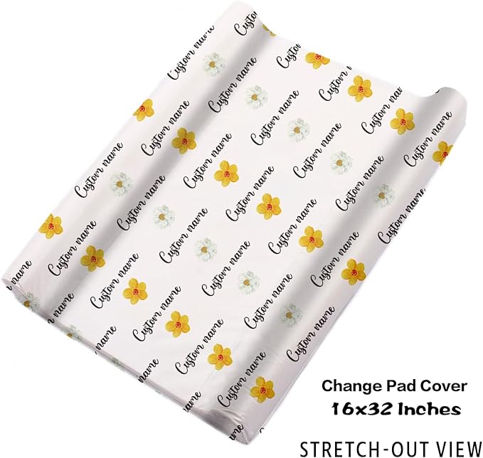 Personalized Nursery Crib Bedding Set: Yellow Floral Custom Name 5 Piece Baby Crib Sets with Elephant Theme - Toddler Double Layer Blanket Set, Comfortable Crib Bed Sheets for Baby Grils