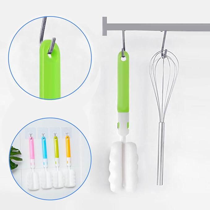 Bottle Brush 8PCS Sponge Cup Brush Set Cup Scrubber Brush Portable Long Handle Water Bottle Cleaner Brush for Baby Bottles Vacuum Flasks Mugs Glasswares (8PCS)