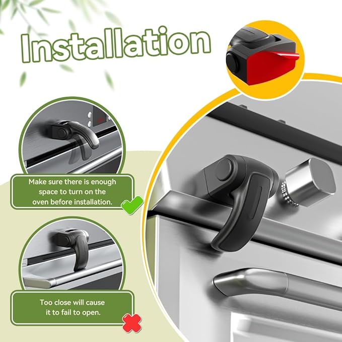 SAFELON 1 PC Baby Safety Oven Door Lock, Kitchen Safety Locks for Babies, Childproof Oven Locks for Kids, Heat-Resistant, No Screws & Drilling (Black)