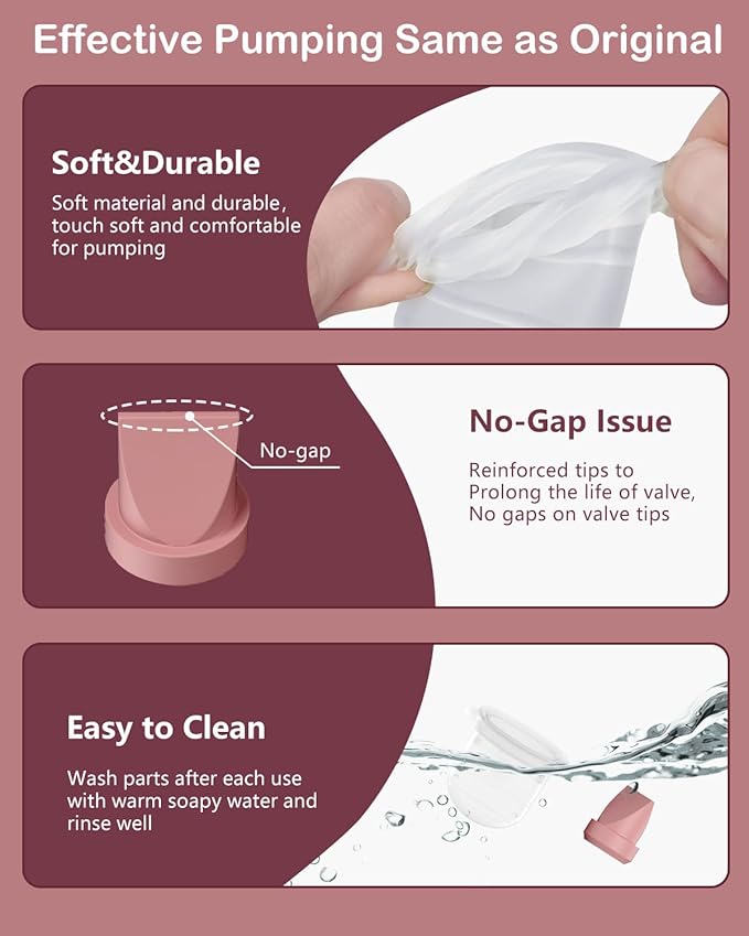 8PC M6 Breast Pump Replacement Accessories, Including 6pcs Duckbill Valve and 2pcs Diaphragms for Momcozy Mobile Style | M6, Replace for Momcozy Pump Parts, Not Original Parts, 8PC Red