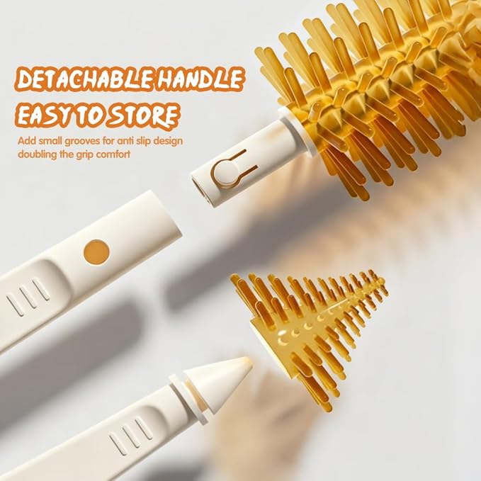 7-in-1 Baby Bottle Brush Set with Silicone Nipple & Straw Brushes, Soap Dispenser, Foldable Drying Rack, Portable Case – for Home & Travel