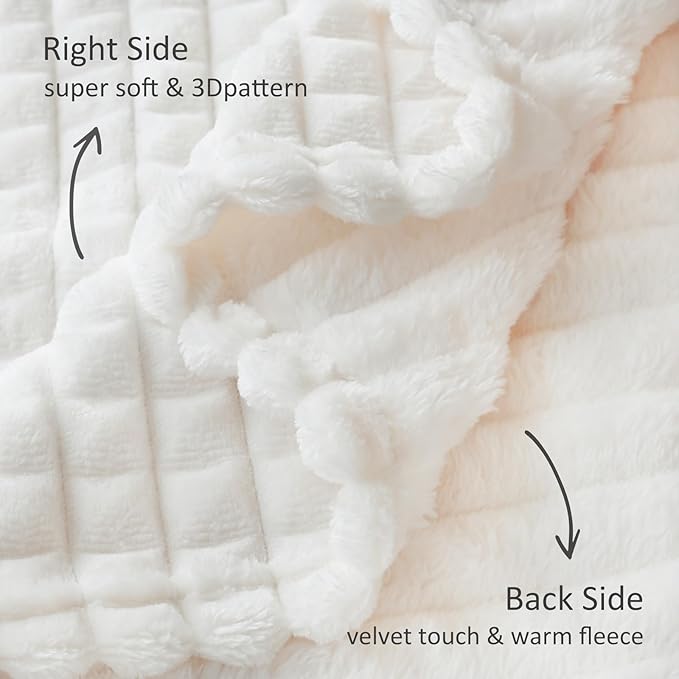 HOMRITAR Baby Blanket for Boys Girls Fleece Super Soft Plush Fuzzy Cozy Toddler Blanket with Square 3D Jacquard Grid Design Luxury Lightweight Bed Blanket for Newborn Infant Cream, 30 x 40 Inch