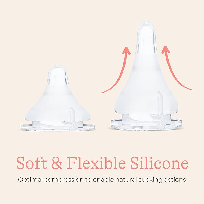 Lansinoh NaturalWave Baby Bottle Nipples, Slow Flow, Size S,1+ Month, 4 Count – 100% Soft, Durable Silicone, Made Without BPA BPS, Anti-Colic, Supports Baby’s Developing Mouth and Teeth