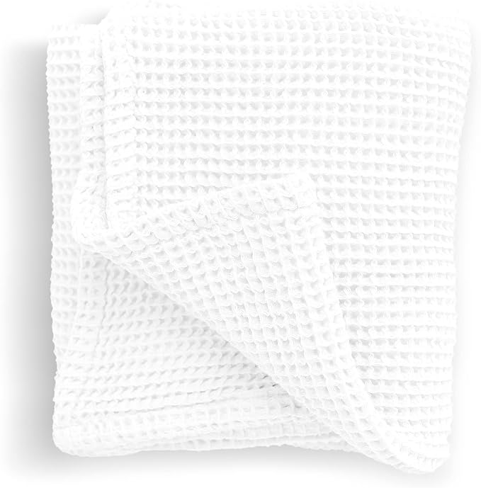 Stroller Society - Swaddles for Newborns & Toddlers, Soft Receiving Blankets Girl & Boy Can Use, Comfy Toddler Blanket & Newborn Swaddle, Cotton Waffle Blanket, White, 40 x 40 inches