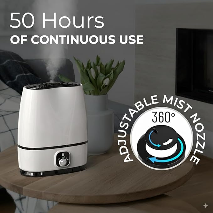 Everlasting Comfort 6L Humidifier Large Room, High Mist Output 50+ HR Runtime Ultrasonic Humidifiers for Bedroom, Easy to Use & Clean for Home, Baby Humidifier, Plants, Congestion, Indoor