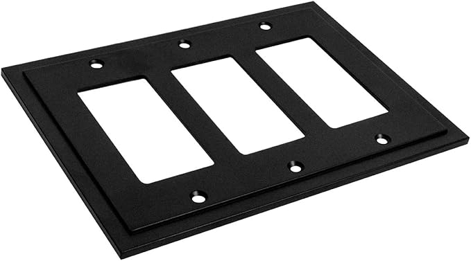 Modern Edge Decorative Wall Plate Switch Plate Outlet Cover, Durable Solid Zinc Alloy (Triple Decorator, Matte Black)
