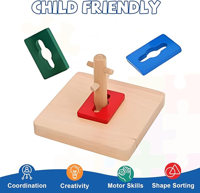 Adena Montessori Twist & Sort Dowel Set Preschool Equipment Early Development Baby Toy Montessori Fine Motor Skills Development