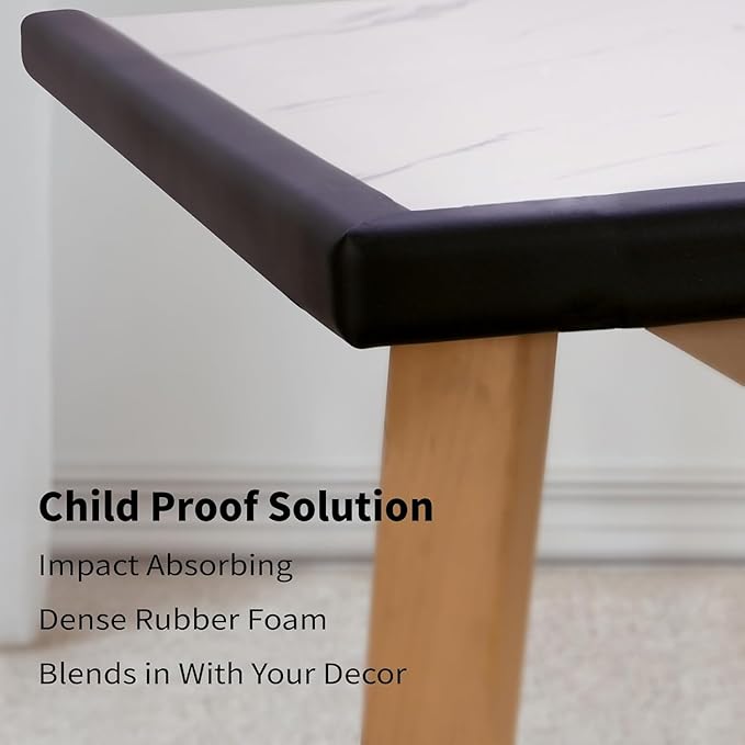 Baby Proofing Edge and Corner Guards, 2 Pack Safety Furniture Bumper with 3M Double-Sided Tape, Child Corner Protector for Fireplace, Table, Stair, Cabinet (Black)