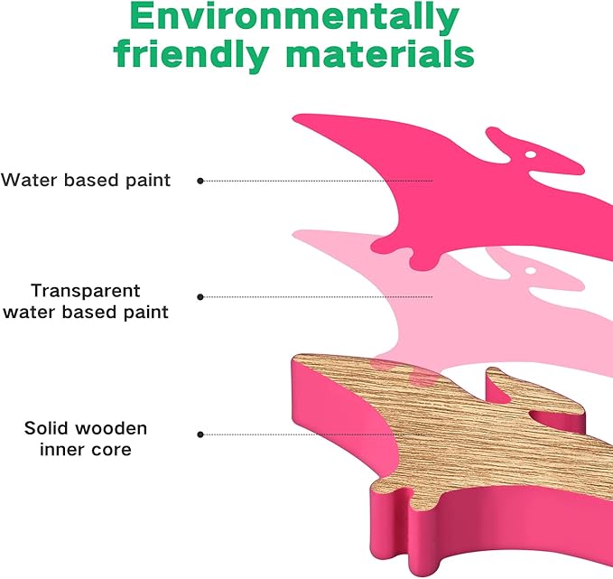 FFTROC Montessori Dinosaur Toys for 2 3 4 Year Old Boys - Wooden Stacking Dinosaur Toys for Kids 2-4 3-5, Toddler Balancing Block Sets