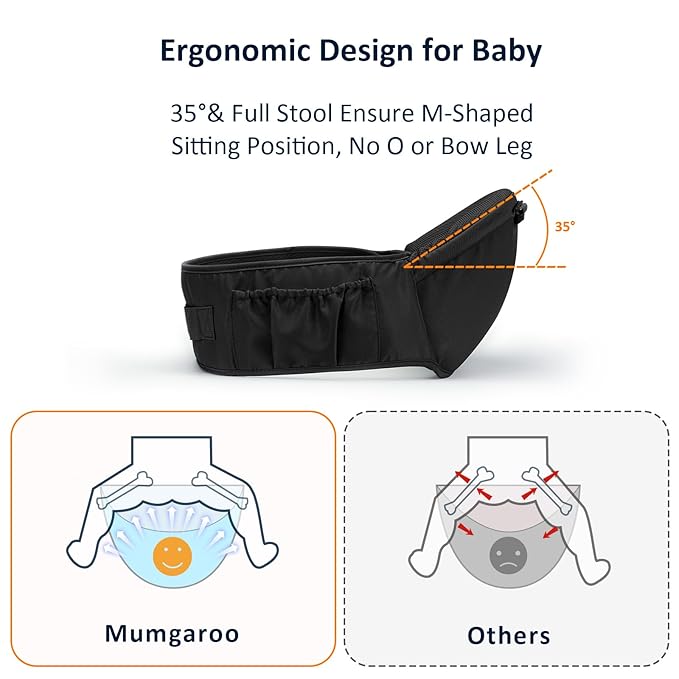 Baby Carrier with Hip Seat, 6-in-1 Baby Carrier Newborn to Toddler, Detachable Hands-Free Infant Carrier, One Size Fits All, All Seasons, Black