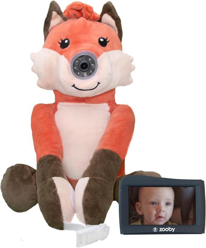 zooby Car Baby Monitor Helps Reduce Distracted Driving! Our Cuddly Plush Monitor That Babies Love Serves as a Soothing Companion for Baby so You Can Drive with Complete Peace of Mind - Finley Fox