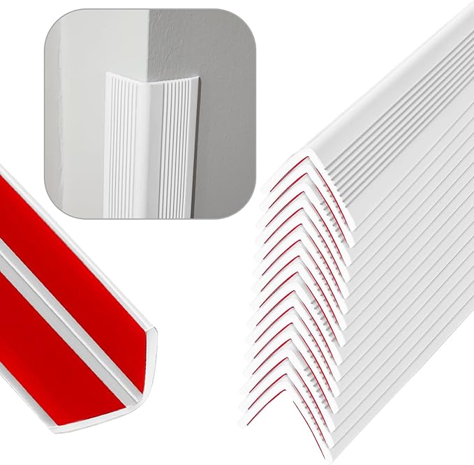 Rubber Bond Wall Corner Guard Edge Protector, Baby Proofing Corner Guards | Self-Adhesive Furniture Edge Strips for Home & Office (White, 15 Pack)