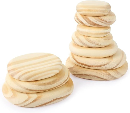 WODI Wooden Logs Stacking Stones 10Pcs Wood Sorting Balancing Rocks Blocks Montessori Educational Toys for Toddler Kids 3 Years Up Developing Skills
