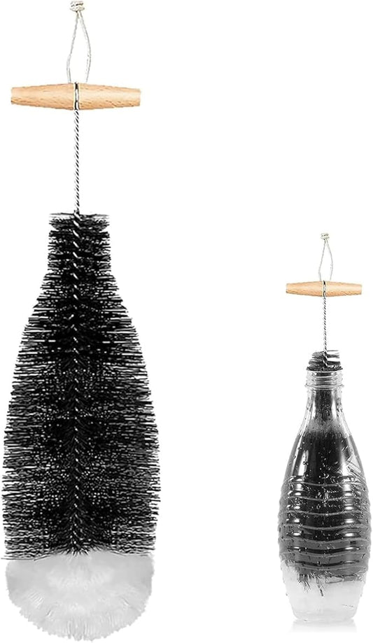 Bottle Cleaning Brush for SodaStream，Nylon Bristles，Wooden Handle，Gentle Anti Scratch，Long Handle Bottle Washer for SodaStream Water Bottles