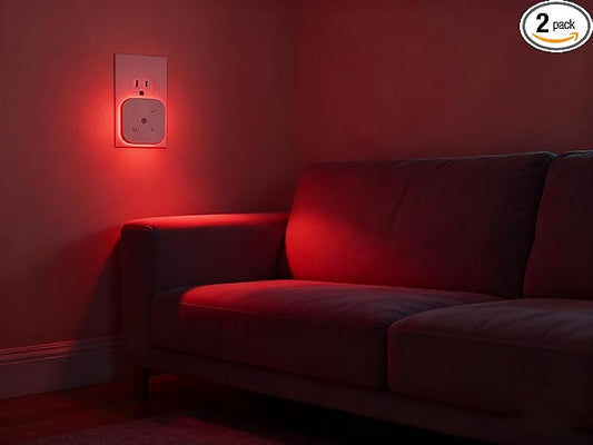 2 Pack Red Light Night Light Plug in Wall, Blue Purple Red Light Night Light, Dimmable, Kids, Adult, Bedroom, Bathroom, Hallway, Kitchen