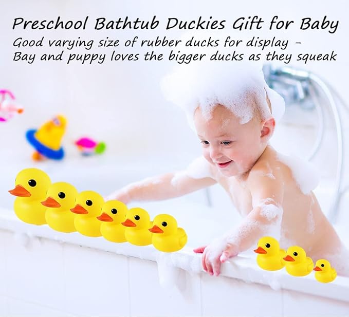 Umbresen 9 Pcs Bath Duck Toy Yellow Rubber Ducks Preschool Bathtub Duckies Gift for Baby Shower Infants Toddlers kids Car Pool Floaty Halloween Christmas Adults Party Favors Carnival Theme Decorations