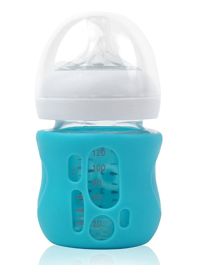 Olababy Silicone Sleeve for Avent Natural Glass Baby Bottles (4 oz, Blue)