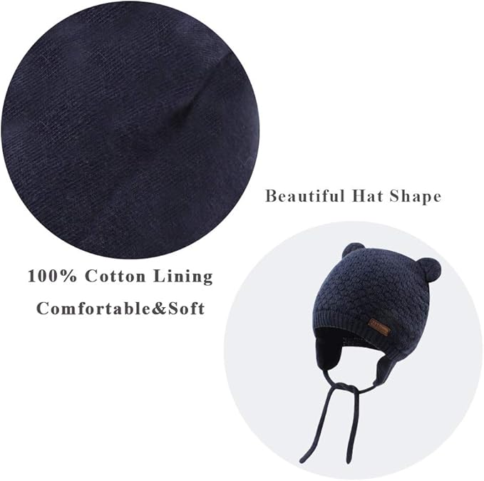 XIAOHAWANG Baby Hat Cute Bear Toddler Earflap Beanie Warm for Fall Winter