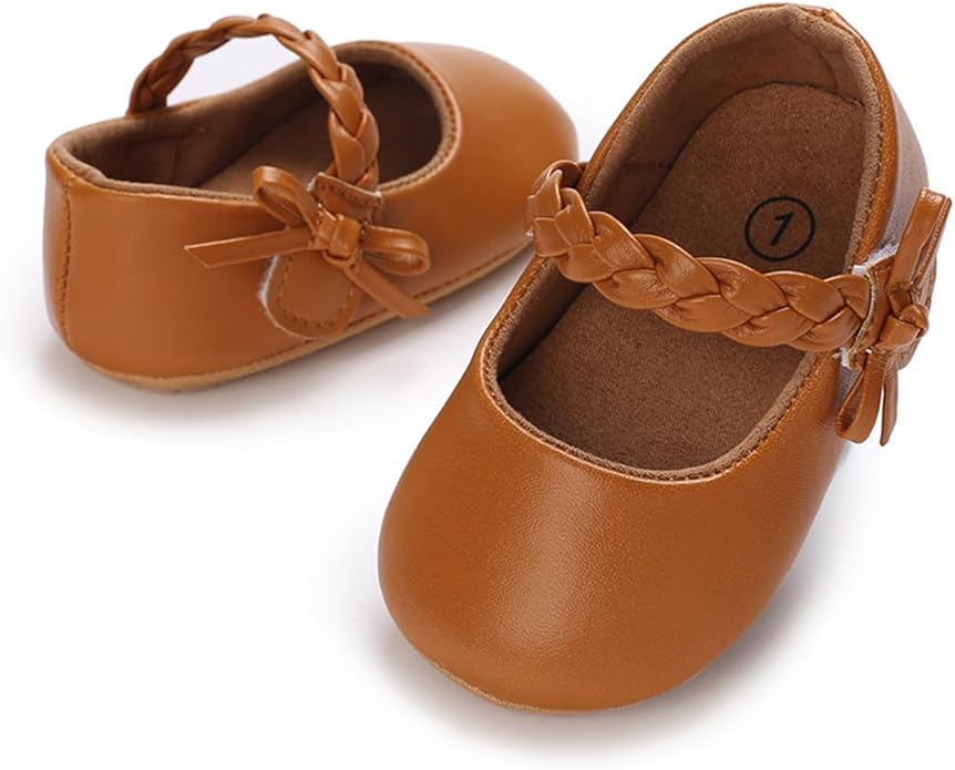 COSANKIM Baby Girls Mary Jane Flats Shoes Anti-Slip Rubber Sole Infant Toddler Princess Wedding Dress Shoes