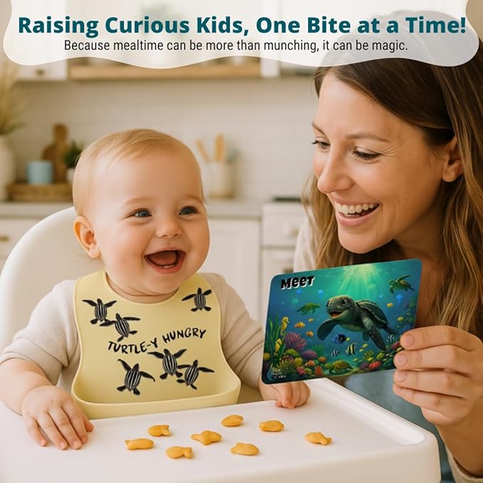 Animal Silicone Bibs for Babies - 2 Pack Sea Life Bibs for Boys and Girls - Easy to Clean Adjustable